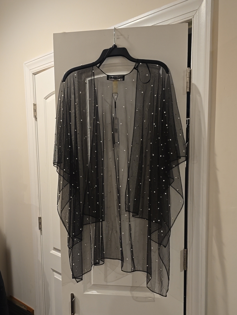 Karl Lagerfeld Paris Pearl Mesh Kimono Duster OS NWT In Original Packaging